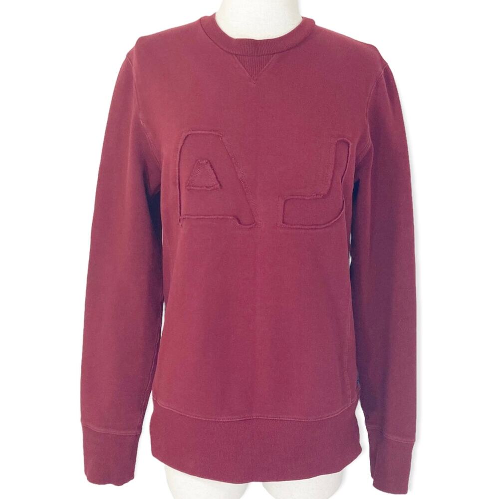 Armani Jeans burgundy logo sweatshirt, cotton crew neck long sleeve top - Picture 3 of 10